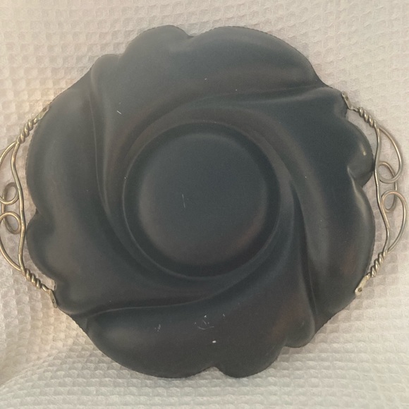 Vintage from the 50’s Farber & Shlevin Inc. Black Hand Painted Floral Metal Tray - Picture 9 of 11